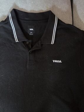 Vans Black Polo with White Stripe Collar